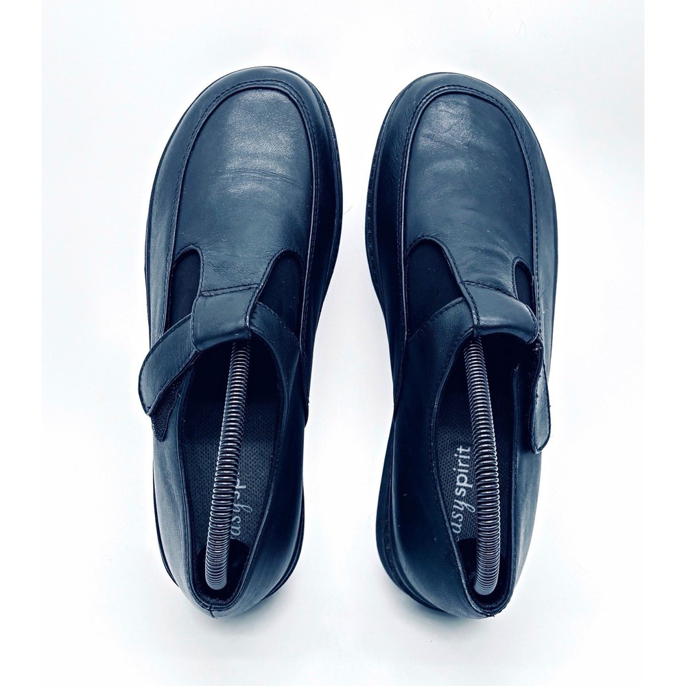 Easy Spirit Black Leather Mary Jane Slip-On Round Toe Shoes Women 8.5M SEVY2